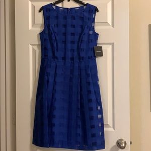 ELLEN TRACY WINDOWPANE CHECK FIT & FLARE DRESS